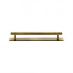 M Marcus Heritage Brass Stepped Design Cabinet Pull with Plate 128mm Centre to Centre